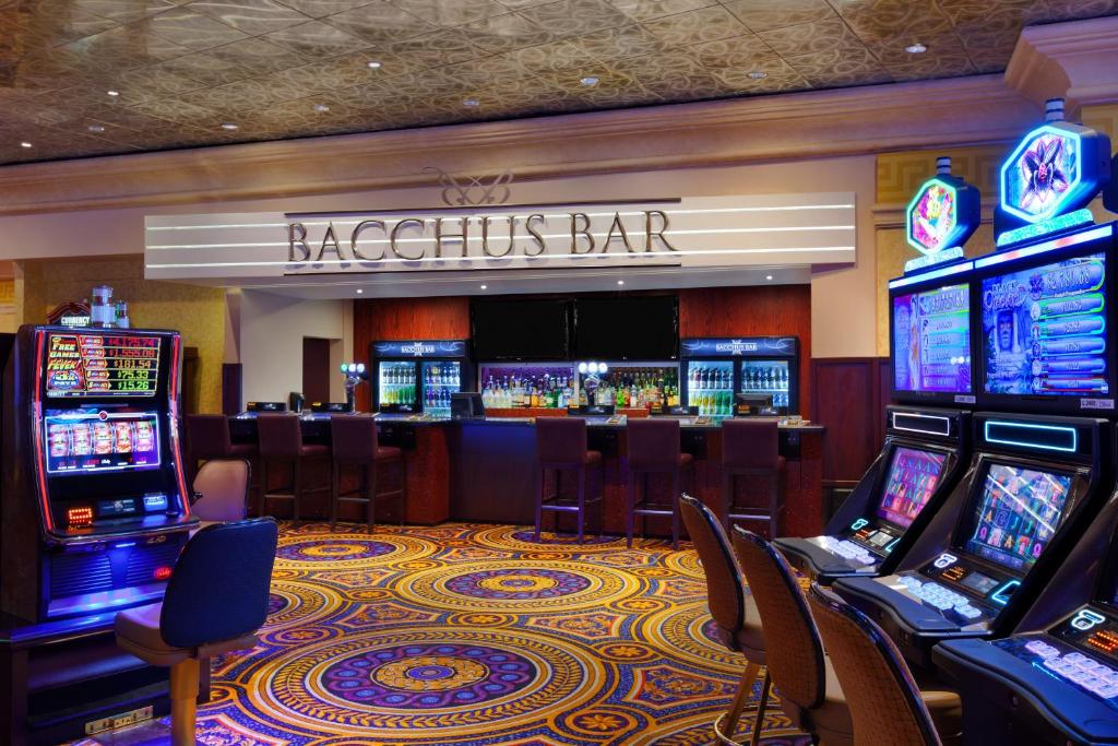 Premium casino floor with card table details
